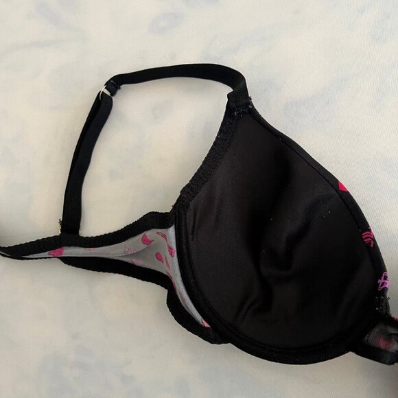 Juicy Couture 36B Black & Pink Logo Y2k Bra - Picture 4 of 7